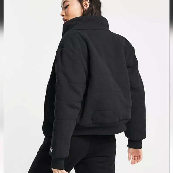 Champion Puffer Jacket with Logo in Black - Picture 3 of 5